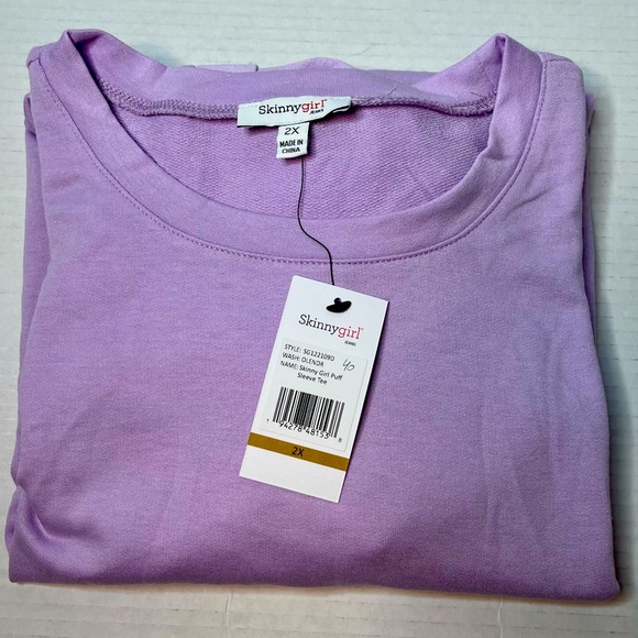 Skinnygirl Tops - SkinnyGirl Soft Stretchy Purple Puff Sleeve Tee Size 2X New!